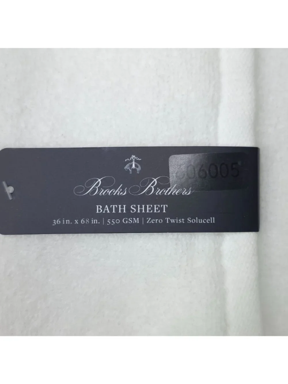 Brooks Brothers White Bath Sheet Towel Oversized Zero Twist Solucell 36